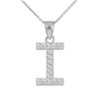 White Gold Letter "I" Diamond Initial Pendant Necklace