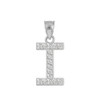 Sterling Silver Letter "I" CZ Initial Pendant Necklace