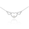 Sterling Silver Triple Heart Necklace with CZ