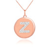 14k Rose Gold Letter "Z" Initial Diamond Disc Pendant Necklace