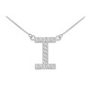 14k White Gold "I" Diamond Initial Necklace