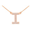 14k Rose Gold "I" Diamond Initial Necklace