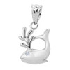 Solid White Gold Diamond Whale Charm Pendant