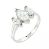 Sterling Silver 3 Stone Marquise CZ Engagement Ring