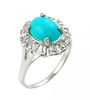Sterling Silver Ladies Genuine Turquoise Gemstone Ring