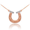 14k Two-Tone Rose Gold Diamond Horseshoe Necklace
