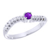 White Gold Curved Stackable CZ Birthstone Ring