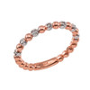 Two-Tone Rose Gold Ball Chain Stackable Ring with Diamonds