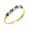 Gold Wavy Stackable CZ Blue Topaz Ring