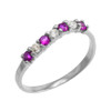 White Gold Wavy Stackable CZ Amethyst Ring