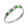 White Gold Wavy Stackable CZ Emerald Ring