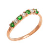Rose Gold Wavy Stackable CZ Emerald Ring