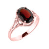 Rose Gold Ladies Genuine Garnet Gemstone Ring