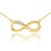 14K Gold Infinity #1MOM Necklace with Two CZ Birthstones
