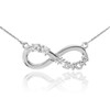 14K White Gold Infinity #1MOM Necklace with Two CZ Birthstones