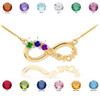 14K Gold Infinity #1MOM Necklace with Three CZ Birthstones