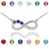 14K White Gold Infinity #1MOM Necklace with Three CZ Birthstones