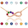 14K Rose Gold Infinity #1MOM Necklace with Four CZ Birthstones