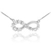 14K White Gold Infinity #1MOM Necklace with Six CZ Birthstones