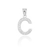 White Gold Letter "C" Diamond Initial Pendant Necklace