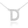 14k White Gold Letter "D" Diamond Initial Necklace