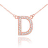14k Rose Gold Letter "D" Diamond Initial Necklace