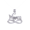 Sterling Silver Infinity "MOM" Heart with Diamond Pendant Necklace