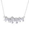 Sterling Silver CZ Studded Three Elephant Pendant Necklace