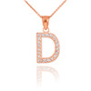 Rose Gold Letter "D" Diamond Initial Pendant Necklace