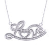 Sterling Silver "Love" Script Diamond Pendant Necklace