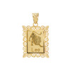 Polished Gold Leo Zodiac Sign Rectangular Pendant Necklace