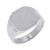 Sterling Silver Octagon Cut Engravable Men's Signet Ring