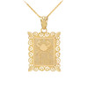 Gold Cancer Zodiac Sign Filigree Pendant Necklace