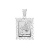 White Gold Sagittarius Zodiac Sign Filigree Pendant Necklace