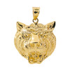 Yellow Gold Diamond Cut Tiger Head Charm Pendant
