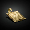 Gold Gemini Zodiac Sign Filigree Square Pendant Necklace