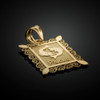 Gold Pisces Zodiac Sign Filigree Square Pendant Necklace
