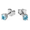 14K White Gold 4 Prongs Light Blue Aquamarine Stud Earrings