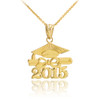 Gold "CLASS OF 2015" Graduation Pendant Necklace