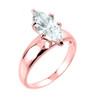 Rose Gold Marquise CZ Solitaire Engagement Ring