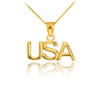 Gold USA Pendant Necklace