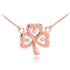 14K Rose Gold 3-Leaf Diamond Clover Necklace