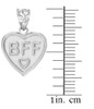 3pc White Gold 'BFF' Heart Pendant Set