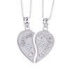 2pc White Gold 'Mom' and 'Daughter' CZ Heart Necklace Set