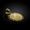 Gold Libra Zodiac Sign Filigree Oval Pendant Necklace