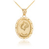 Gold Pisces Zodiac Sign Filigree Oval Pendant Necklace