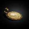 Polished Gold Taurus Zodiac Sign Oval Pendant Necklace