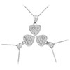 Sterling Silver 3pc 'BFF' Heart Charm Necklace Set