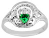 Silver Claddagh Ring with Emerald