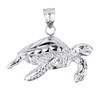 Solid White Gold Sea Turtle Charm